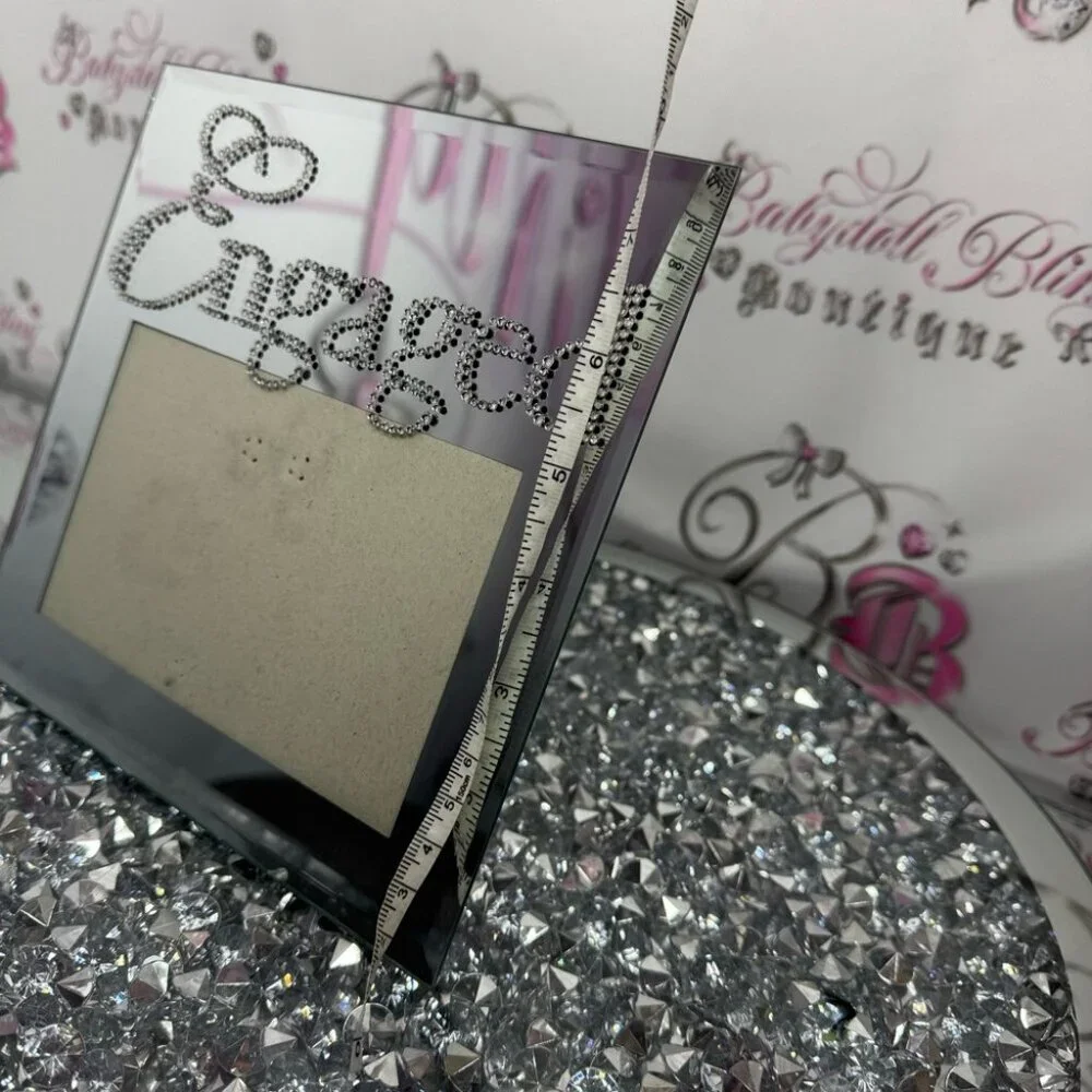 Engaged picture frame bling crystal rhinestone silver mirror stunning 4x6 photo